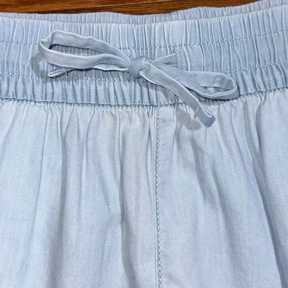 NWT Gap Kids Girls Chambray Light Blue Cotton Pull On Easy Shorts Size XXL 14/16